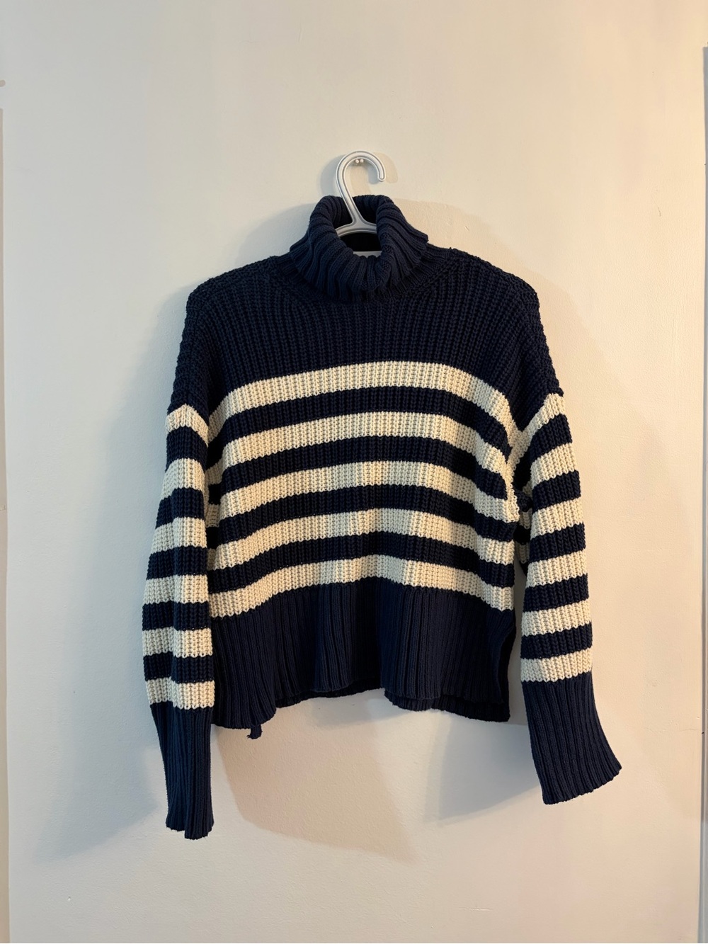 Madewell Navy & Cream Striped Turtleneck Sweater